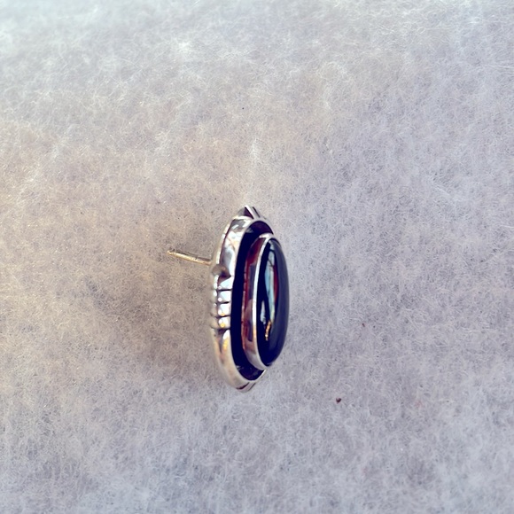 Leonard Nez Onyx & Sterling Earrings - Picture 4 of 5